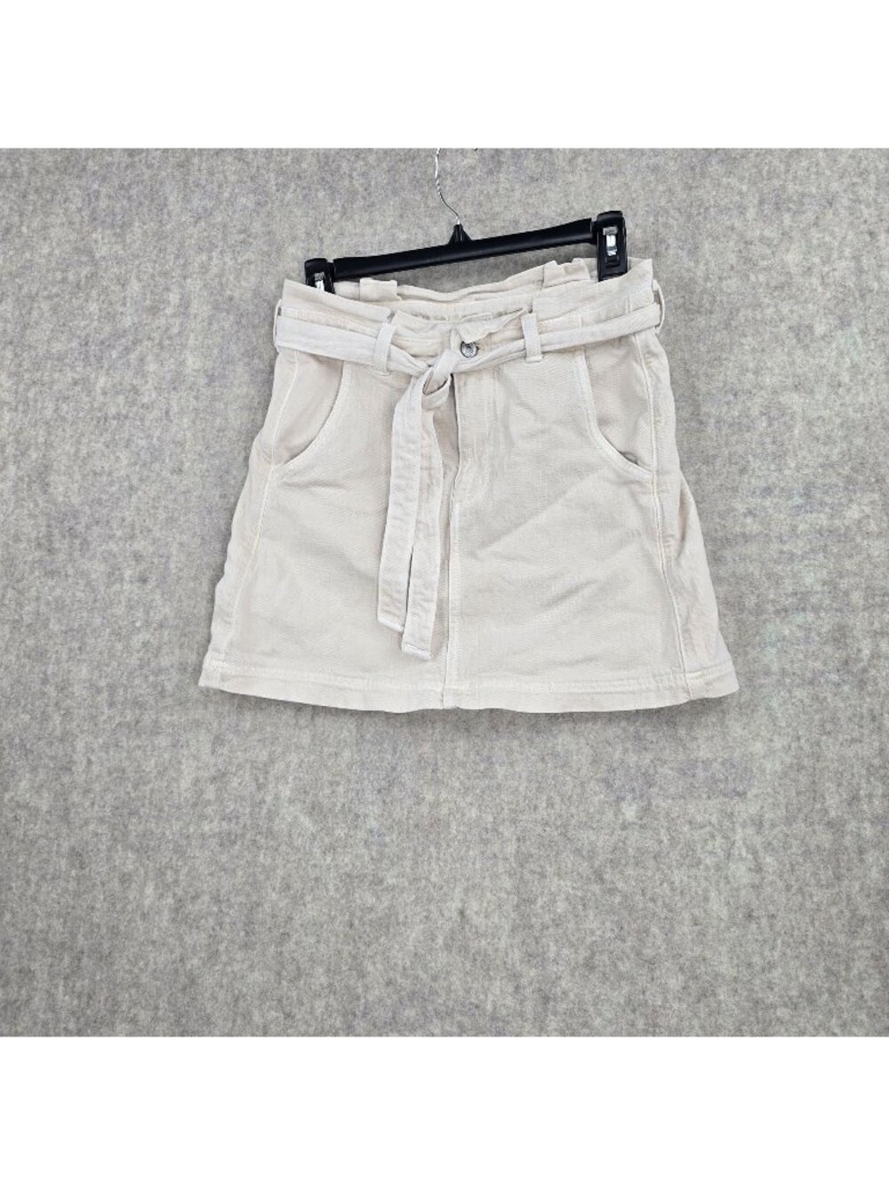 American Eagle Womens Mini Skirt White Size 4 Regular Stretch Cotton Belted